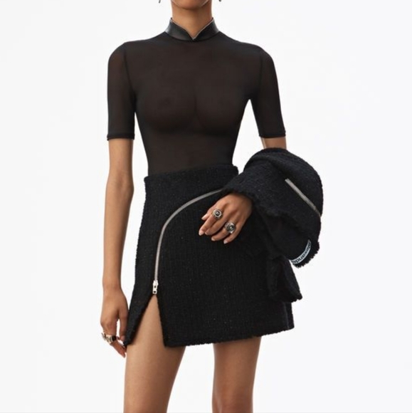 Alexander wang high waist tweed zipper skirt sz 4